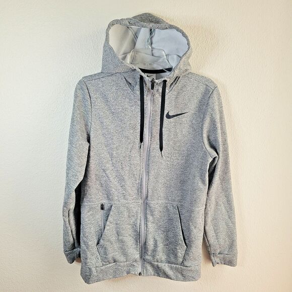 Nike Therma Fit Hoodie Mens S Full Zip Gray Swoosh Training Polyester CU6231-063 - Picture 8 of 16